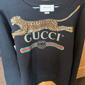 Gucci Black & Brown embroidered logo sweatshirt